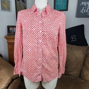 Gap Red Polka Dot Boyfriend Fit Blouse Top Size XS
